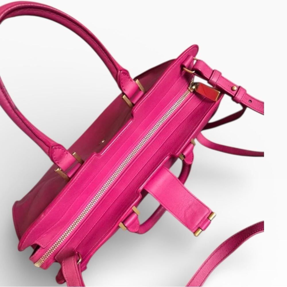 SOLD Auth Yves Saint Laurent Cabas Cynch Small Fuchsia Tote Y Bag pink leather - Picture 6 of 14